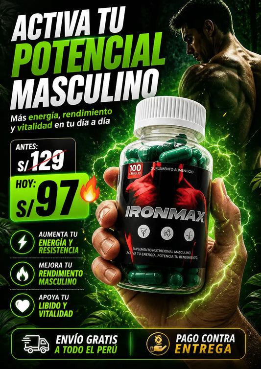 IRONMAX – Energía, Rendimiento y Vitalidad Masculina | 100 Capsulas